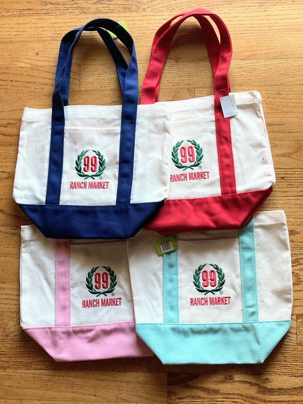 99 Ranch Canvas Mini Tote Bag - Red, Navy, Pink, Aqua Set BNWT